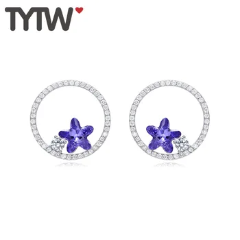 TYTW 925 Sterling Silver Earrings from Women Crystals from Austrian Women Flower Round Fashion Stud Earring Chic Earbob
TYTW 925 Sterling Silver Earrings from Women Crystals from Austrian Women Flower Round Fashion Stud Earring Chic Earbob
