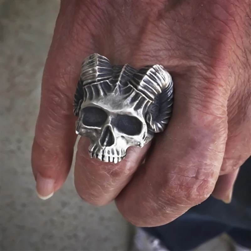 Stainless Steel 2 Color Vampire Skull Face Biker Ring