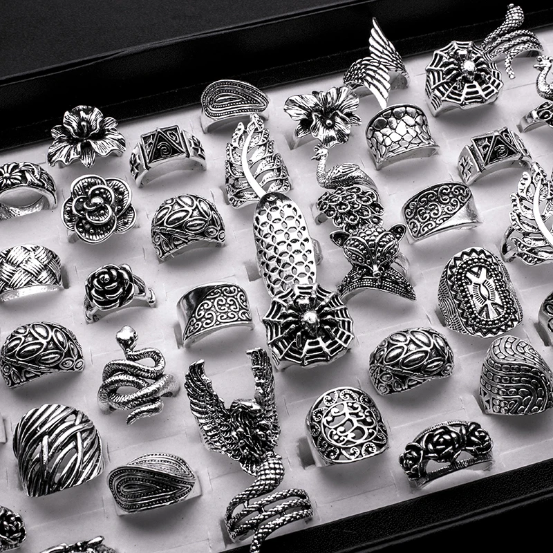 25 Pieces Mix Women Vintage Ring Wholesale Antique Silver Plated Boho Gothic Leaf Flower Statement Rings Men Jewelry
25 Pieces Mix Women Vintage Ring Wholesale Antique Silver Plated Boho Gothic Leaf Flower Statement Rings Men Jewelry