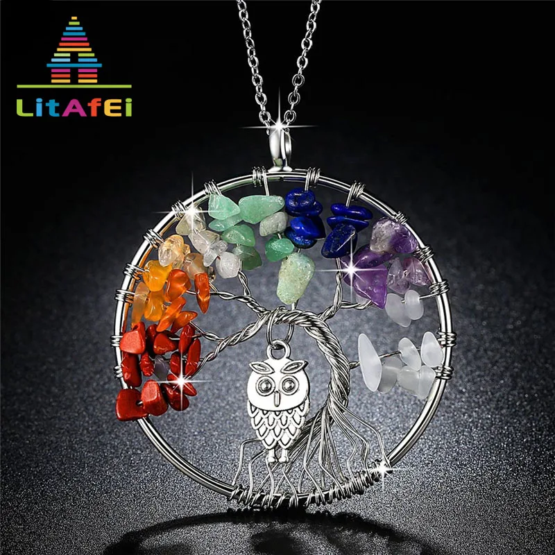 Necklace Jewelry Life of Tree with Little cute Owl Pendant Necklaces Colorful stone For Girl Decoration Gift
Necklace Jewelry Life of Tree with Little cute Owl Pendant Necklaces Colorful stone For Girl Decoration Gift
