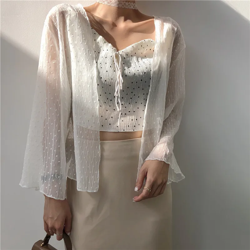 Pengpious fashion thin sheer chiffon top women dot long sleeves cardigan design blouse
Pengpious fashion thin sheer chiffon top women dot long sleeves cardigan design blouse