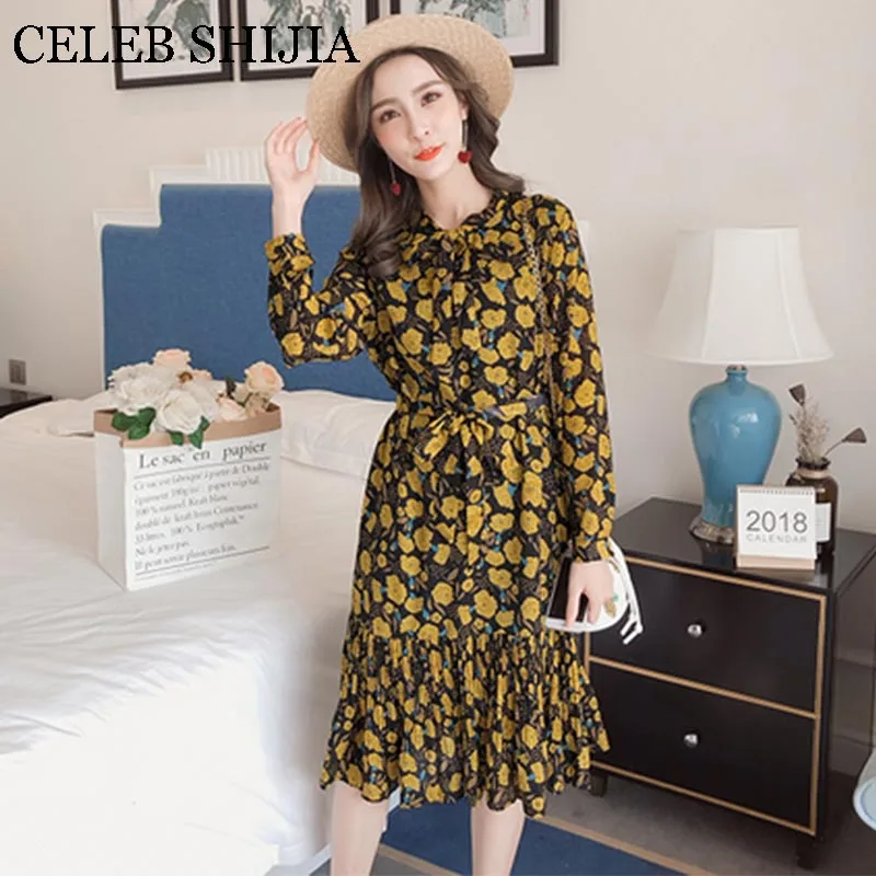New Autumn dress woman Long Sleeve Slim yellow red Flora print mid-calf dresses ladies vintage korean elegant vestido plus size
New Autumn dress woman Long Sleeve Slim yellow red Flora print mid-calf dresses ladies vintage korean elegant vestido plus size
