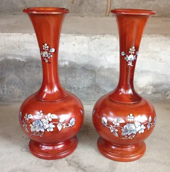 Chinese carved mahogany table decoration a pair of high-end gifts vase -- Long neck inlay printing
Chinese carved mahogany table decoration a pair of high-end gifts vase -- Long neck inlay printing