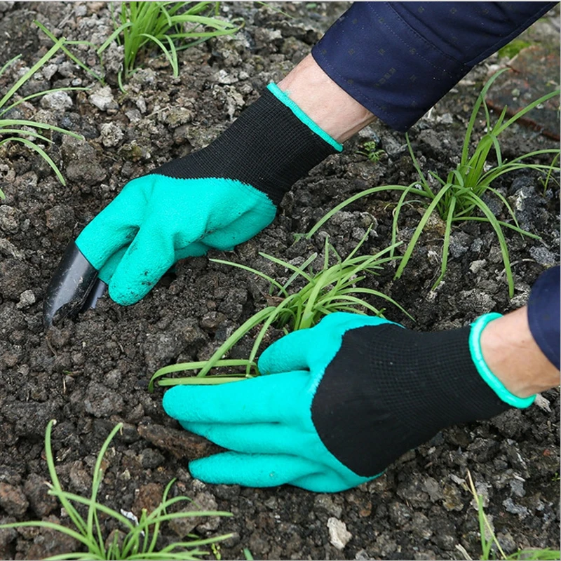 1 Pair New Gardening Gloves for Garden Digging Planting Garden Genie Gloves with 4 ABS Plastic Claws 14