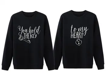 Unisex His and Hers Tops You Hold The Key To Mt Heart Sweatshirt Key Heart Couples Crewneck Matching Cotton Trendy Gift Outfits 
Unisex His and Hers Tops You Hold The Key To Mt Heart Sweatshirt Key Heart Couples Crewneck Matching Cotton Trendy Gift Outfits