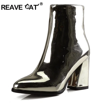 REAVE CAT Woman boots Ladies ankle style shoes Pointed toe Patent leather Spike heel Glitter Causal Trendy Street style A1480
REAVE CAT Woman boots Ladies ankle style shoes Pointed toe Patent leather Spike heel Glitter Causal Trendy Street style A1480