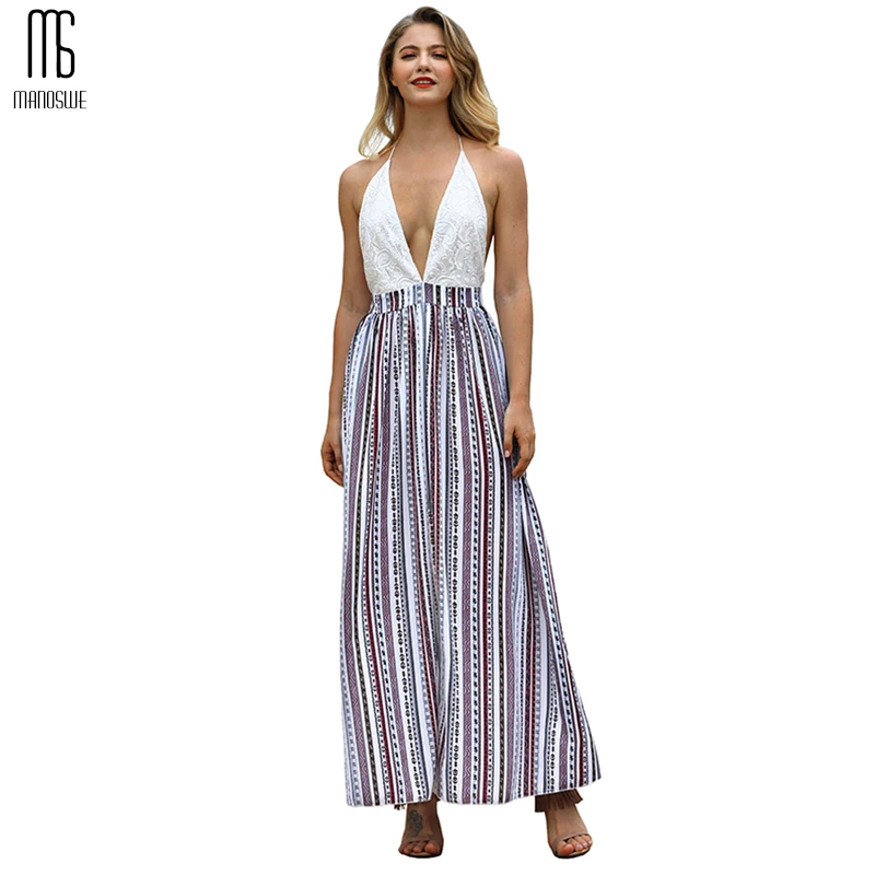 Summer Women Sexy Backless Beach Striped Maxi Dress White Lace Vestidos V Neck Long Dresses 2019 Casual Sweet Bohemian Dress
Summer Women Sexy Backless Beach Striped Maxi Dress White Lace Vestidos V Neck Long Dresses 2019 Casual Sweet Bohemian Dress