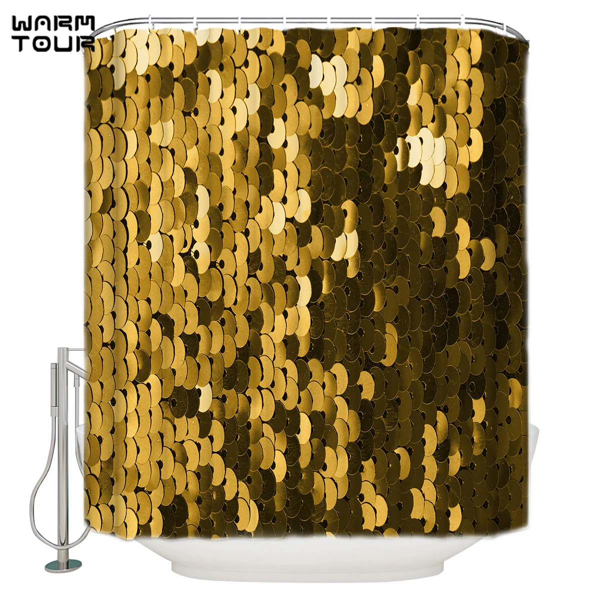 WARMTOUR Shower Curtain Golden Sequins Texture Pattern Extra Long Fabric Bath Shower Curtains Bathroom Decor with Hooks
WARMTOUR Shower Curtain Golden Sequins Texture Pattern Extra Long Fabric Bath Shower Curtains Bathroom Decor with Hooks