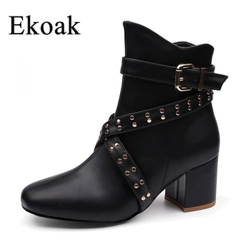 Ekoak New Motorcycle Boots Autumn Winter Leather Ankle Boots For Women Ladies Fashion Rivets High Heels Black Shoes Women Boots
Ekoak New Motorcycle Boots Autumn Winter Leather Ankle Boots For Women Ladies Fashion Rivets High Heels Black Shoes Women Boots