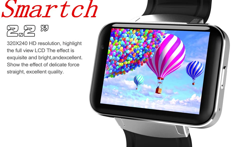 

Smartch DM98 Smart watch MTK6572 1.2Ghz 2.2 inch IPS HD 900mAh Battery 512MB Ram 4GB Rom Android 3G WCDMA GPS WIFI smartwatch