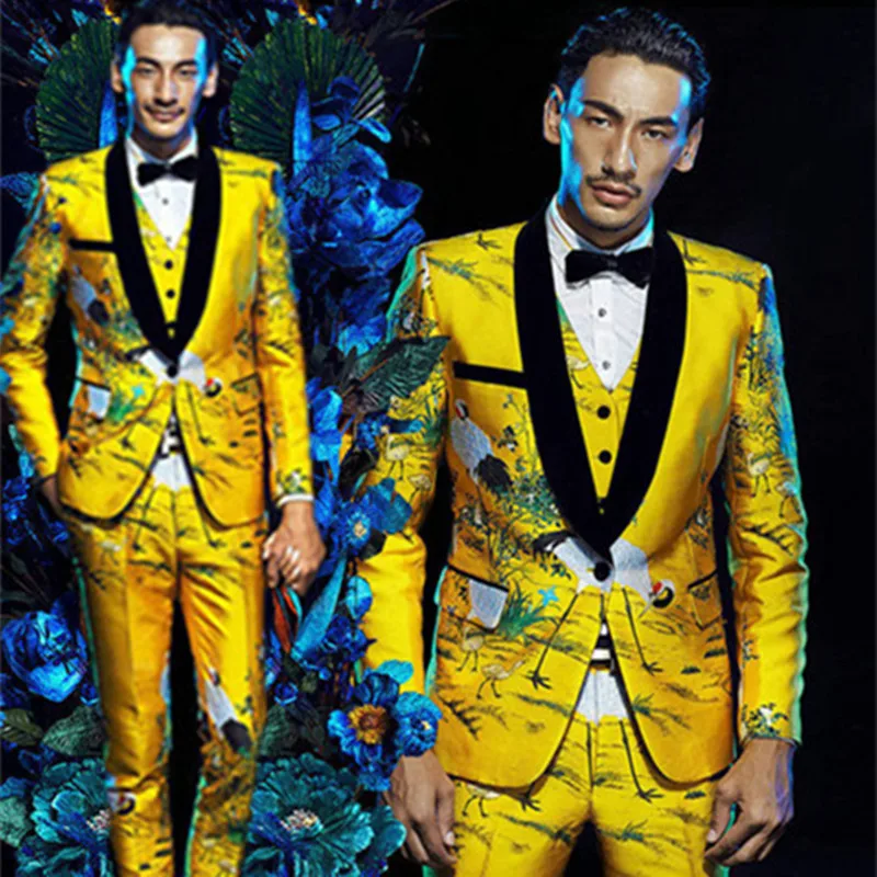 Fashion Brand Men Suits Gold Floral Male Blazers Slim Fit Groom Wedding Prom Singer Stage Business Male Tuxedo Jacket+Pants+Vest
Fashion Brand Men Suits Gold Floral Male Blazers Slim Fit Groom Wedding Prom Singer Stage Business Male Tuxedo Jacket+Pants+Vest