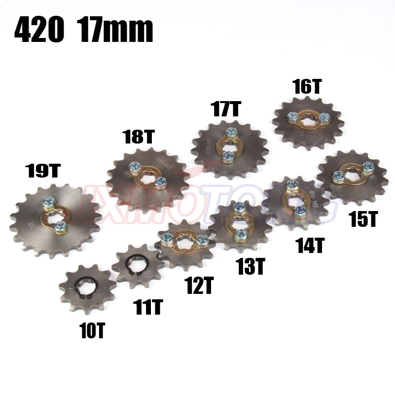 420 10-19 10T 11T 19Tooth 17mm Engine Front Sprockets for 50cc 70cc 90cc 110cc Scooter Motorcycle Bike ATV Quad Go Kart Moped
420 10-19 10T 11T 19Tooth 17mm Engine Front Sprockets for 50cc 70cc 90cc 110cc Scooter Motorcycle Bike ATV Quad Go Kart Moped