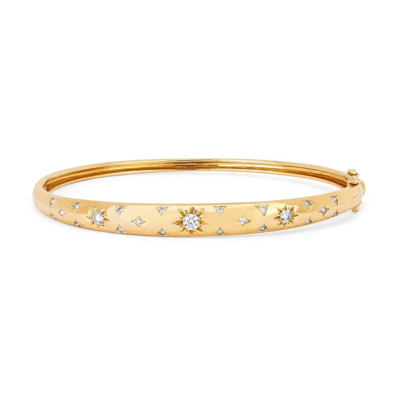 starry star starburst design signet Gold bangle bracelet for women fashion white blue CZs
starry star starburst design signet Gold bangle bracelet for women fashion white blue CZs