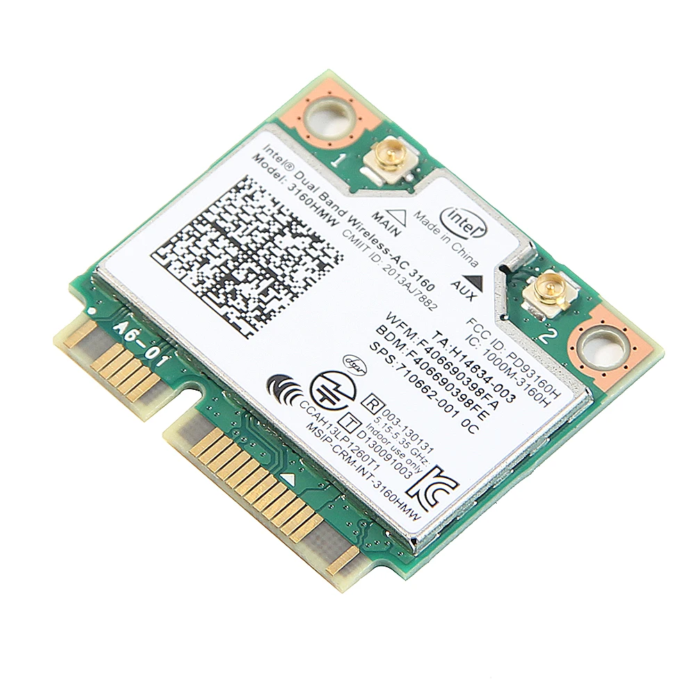 Mini PCI-e Wifi Wireless bluetooth laptop card Dual Band 2.4ghz 5Ghz For Intel 3160 3160HMW 802.11ac Wireless AC + Bluetooth 4.0 11