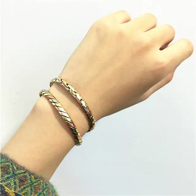 Le cuivre indien de rose de bijoux a enveloppé les bracelets minces de manchette ouverte pour des filles et des garçons BB-218 2