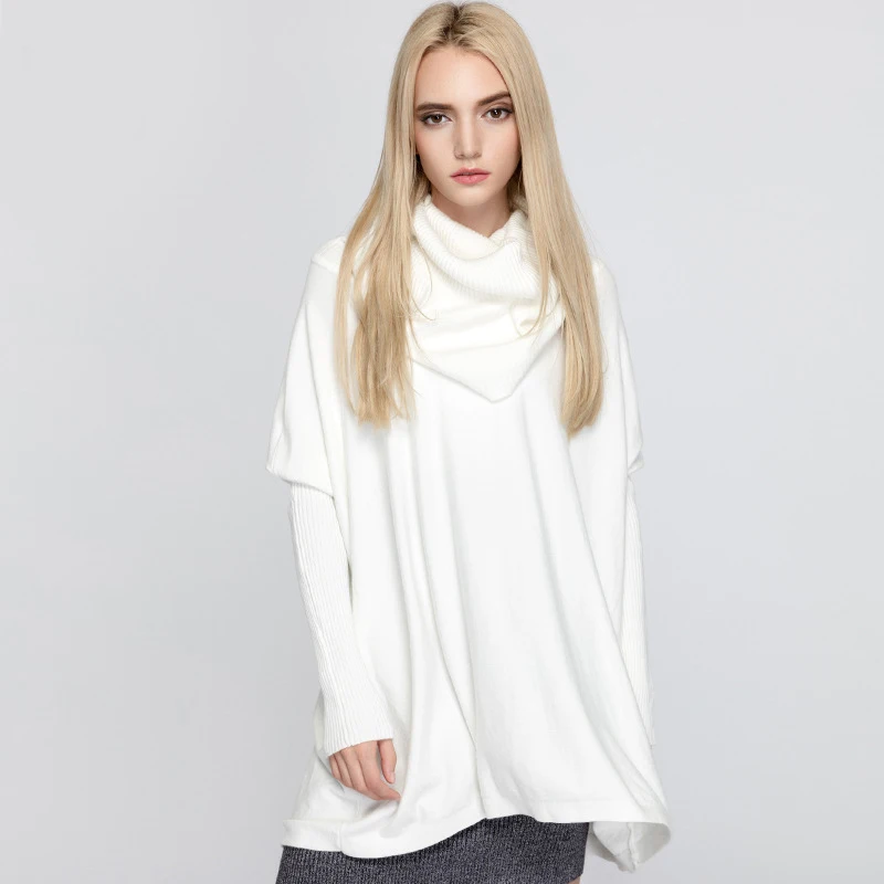 Loose turtleneck bat cardigan long sleeved sweater Pullover Sweater Womens winter sweater (2)