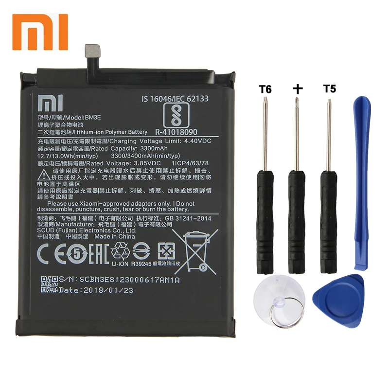 Xiaomi Mi BM3E Phone Battery For Xiao mi 8 MI8 M8 BM3E 3400mAh Original Replacement Battery + Tool
Xiaomi Mi BM3E Phone Battery For Xiao mi 8 MI8 M8 BM3E 3400mAh Original Replacement Battery + Tool