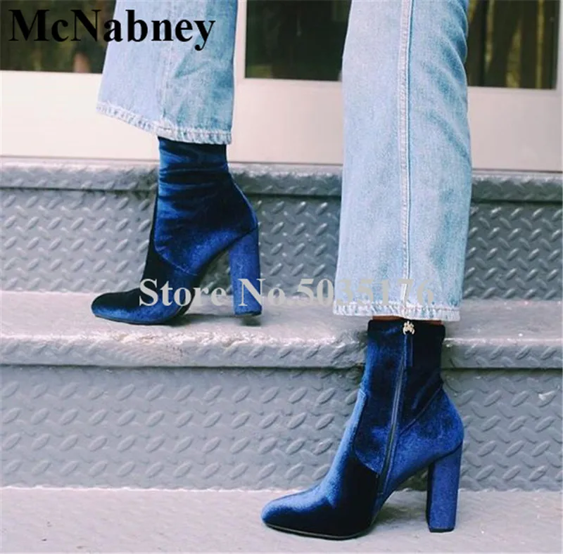 2019 European Fashion Solid Blue Flock Pointed Toe High Hoof Heel Mid-Calf Short Boots Zip Cover Heel Spring/Autumn Women Shoes
2019 European Fashion Solid Blue Flock Pointed Toe High Hoof Heel Mid-Calf Short Boots Zip Cover Heel Spring/Autumn Women Shoes