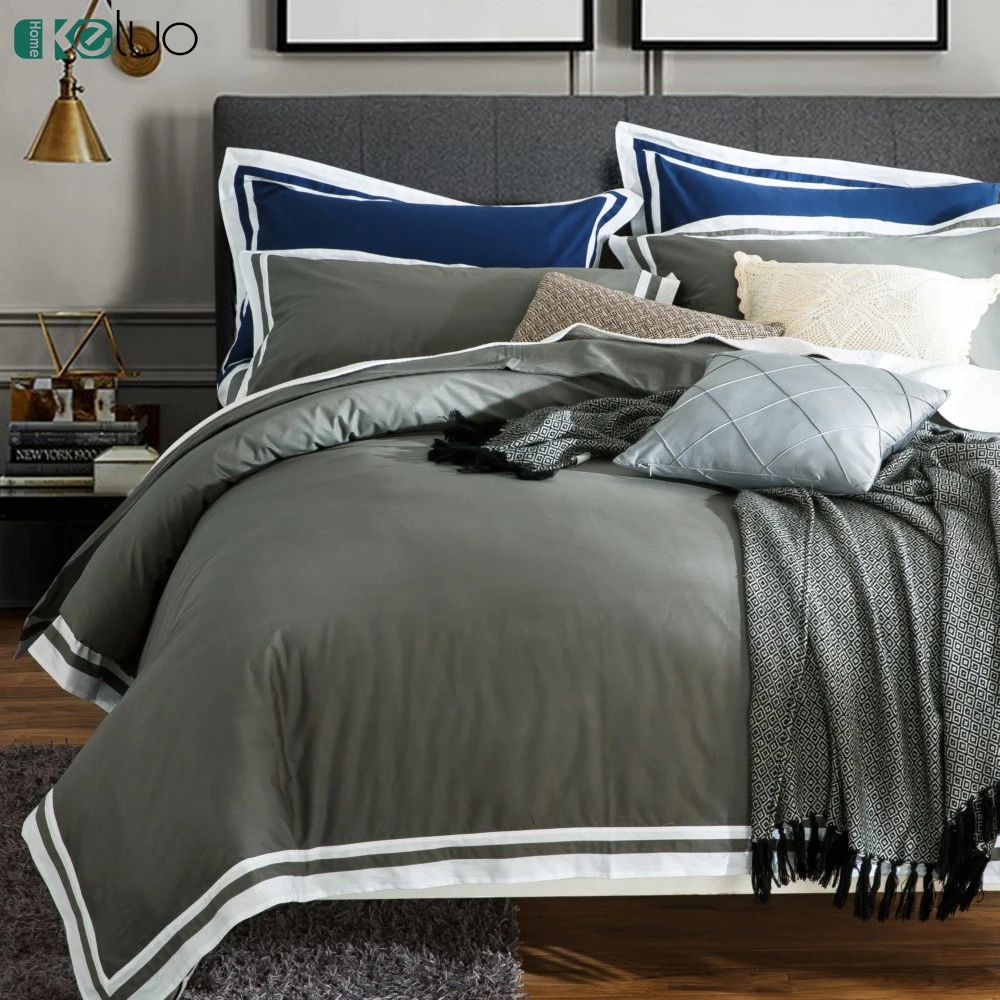 KELUO European Light luxury Gray Bedding Set White Edging Design Duvet Cover Set 100% Cotton Bed Set Flat Sheet 3/4Pcs
KELUO European Light luxury Gray Bedding Set White Edging Design Duvet Cover Set 100% Cotton Bed Set Flat Sheet 3/4Pcs