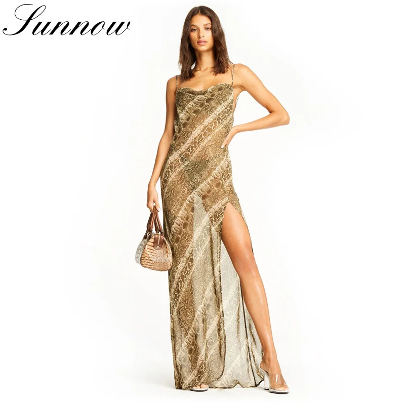 SUNNOW Sexy Party Dress Women Spaghetti Straps Split Backless Mesh See-through Snakeskin Ladies Elegant Long Vestidos Dresses
SUNNOW Sexy Party Dress Women Spaghetti Straps Split Backless Mesh See-through Snakeskin Ladies Elegant Long Vestidos Dresses