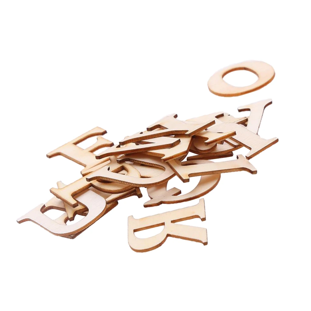 31pcs Unpainted A-Z Alphabet Capital Letters Unfinished Wood Scrapbook Embellishment for Kids Educational Toys 3cm