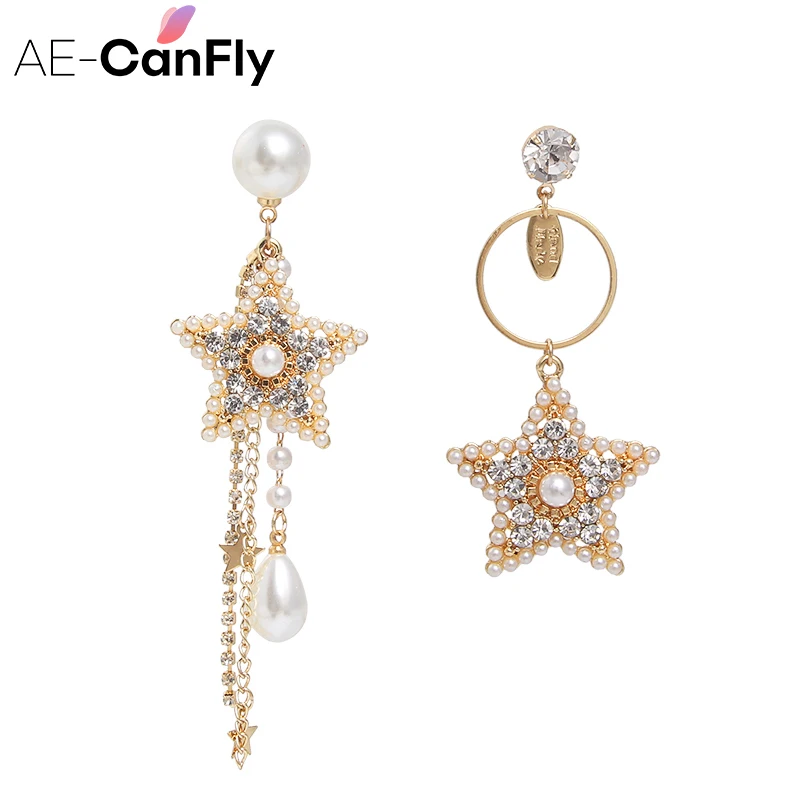 AE-CANFLY корейские новые трендовые блестящие стразы звезда длинная цепочка