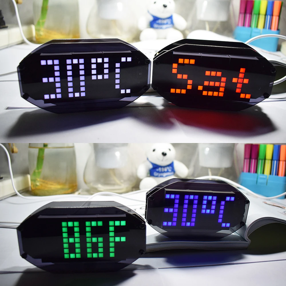 DIY Digital Thermometer LED Clock DIY Kit C/F Matrix Desktop Alarm Wall Clock Electronic Learning Kit 12/24H / Birthday Remind
DIY Digital Thermometer LED Clock DIY Kit C/F Matrix Desktop Alarm Wall Clock Electronic Learning Kit 12/24H / Birthday Remind