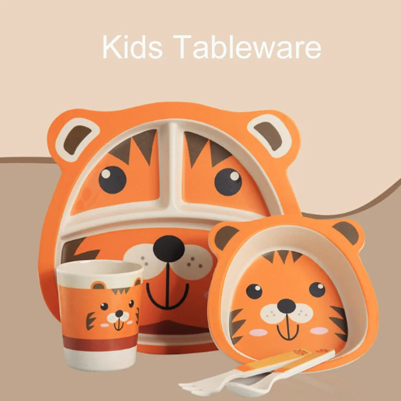 Мультфильм БАМБУК 5 шт. детская посуда экологичные дети Mealtime чаша тарелка еда