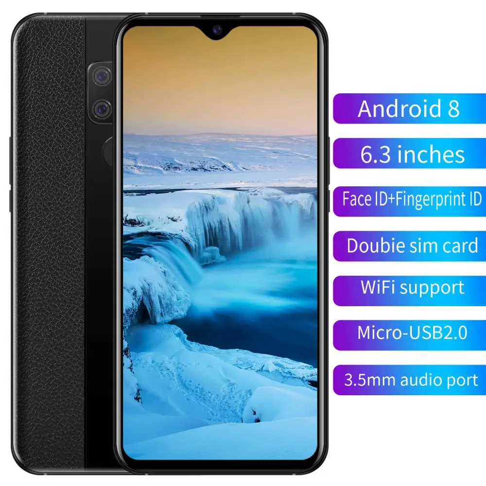 Luxury smartphone 6.3 inch water drop screen android mobile phone fingerprint face ID cell phone leather texture E Bluetooth 3.5
Luxury smartphone 6.3 inch water drop screen android mobile phone fingerprint face ID cell phone leather texture E Bluetooth 3.5