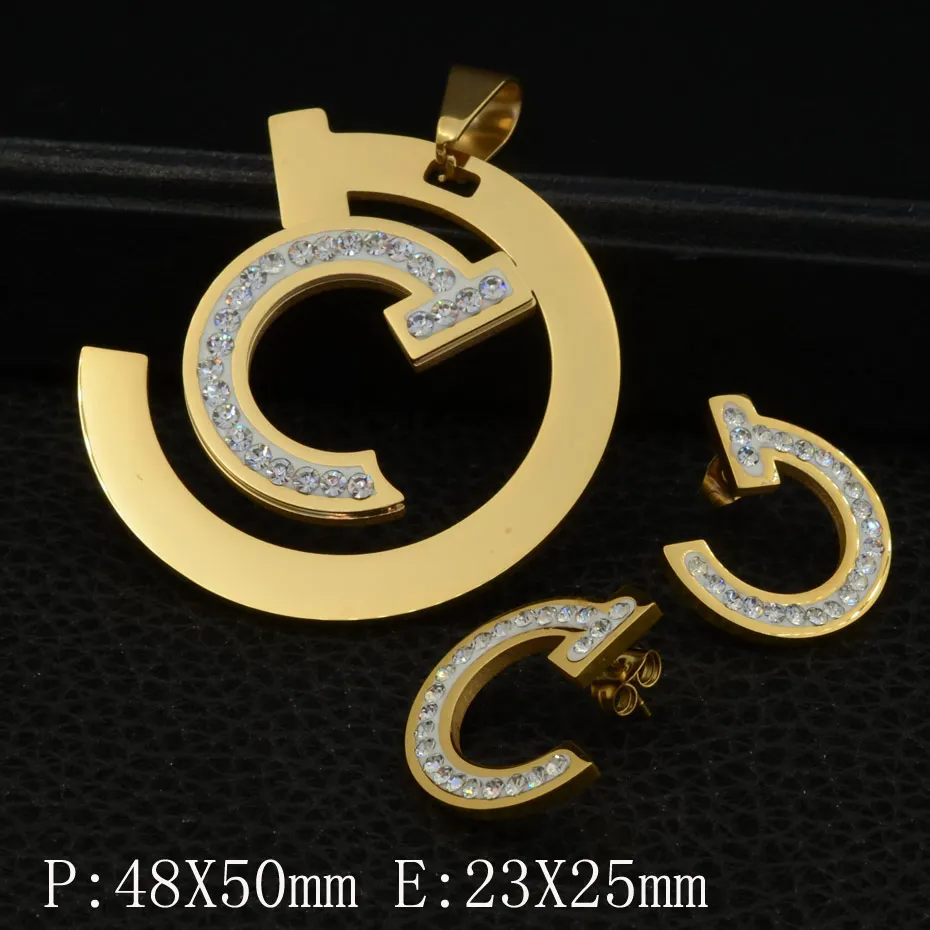 Wholesale Fashion Gold Color Stainless Steel Jewelry Sets Pendant And Stud Earrings For Women SEDZBOBF
Wholesale Fashion Gold Color Stainless Steel Jewelry Sets Pendant And Stud Earrings For Women SEDZBOBF