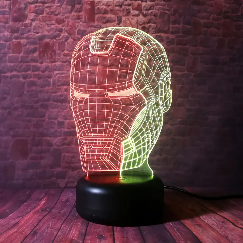 Iron Man Mask Face Figurines Model 3D Nightlight Visual Illusion LED Mixed Color Light Avengers Floating Iron Man Figure Toys
Iron Man Mask Face Figurines Model 3D Nightlight Visual Illusion LED Mixed Color Light Avengers Floating Iron Man Figure Toys