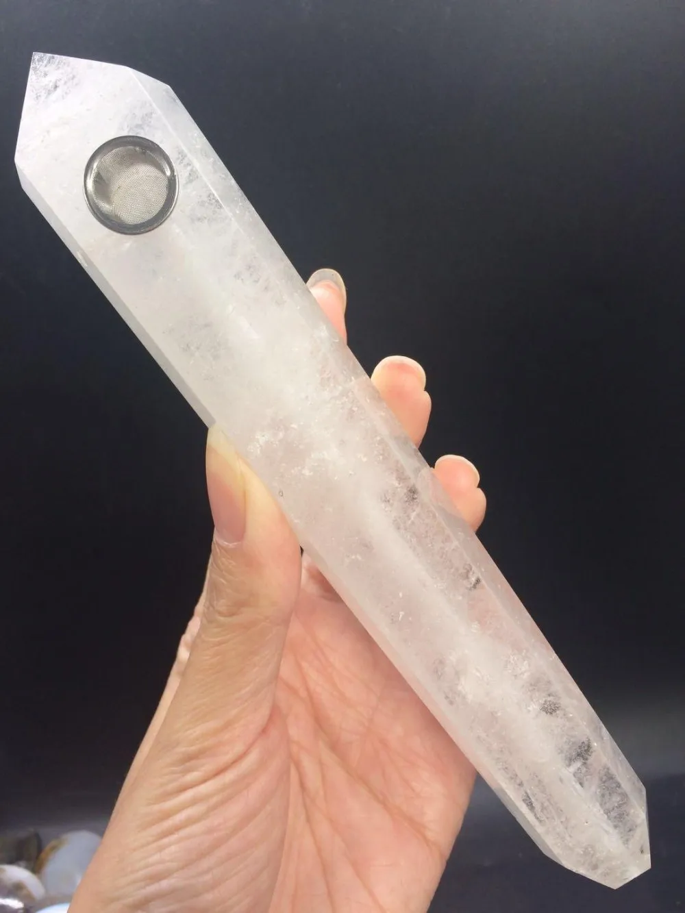 Natural clear crystal smoking crystal wand pipes clear quartz long Cigarette holder with 1 Metal screenand 1cleaning brush
Natural clear crystal smoking crystal wand pipes clear quartz long Cigarette holder with 1 Metal screenand 1cleaning brush