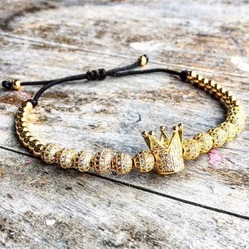 New Zircon Bracelets Men Jewelry Cubic Micro Pave CZ Crown Charm & 4mm Round Beads Braided Macrame Bracelet pulseira feminina
New Zircon Bracelets Men Jewelry Cubic Micro Pave CZ Crown Charm & 4mm Round Beads Braided Macrame Bracelet pulseira feminina