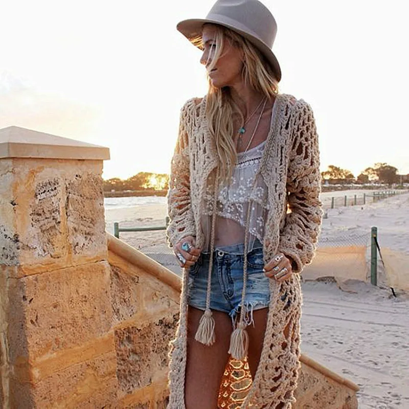 Bohemian Long Hand knitted Cardigan coarse Hook Flowers wool loose Long Hollow sweater Beach Irregular Knit coat with Tassels
Bohemian Long Hand knitted Cardigan coarse Hook Flowers wool loose Long Hollow sweater Beach Irregular Knit coat with Tassels