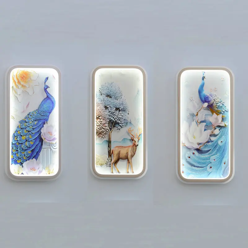 Nordic Art Decorative Wall Lamp Peacock Flower Chinese Painting Landscape Round Rectangular Square Wall Light LED Dimmable Light
Nordic Art Decorative Wall Lamp Peacock Flower Chinese Painting Landscape Round Rectangular Square Wall Light LED Dimmable Light