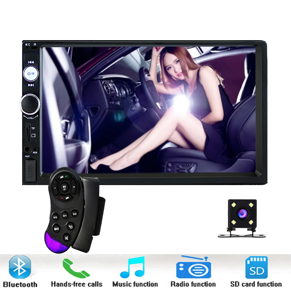 2 din Car MP5 MP4 Multimedia Player FM Auto Radio 7" Touch In Dash Autoradio Bluetooth Rear View Camera Remote Control 7023B |