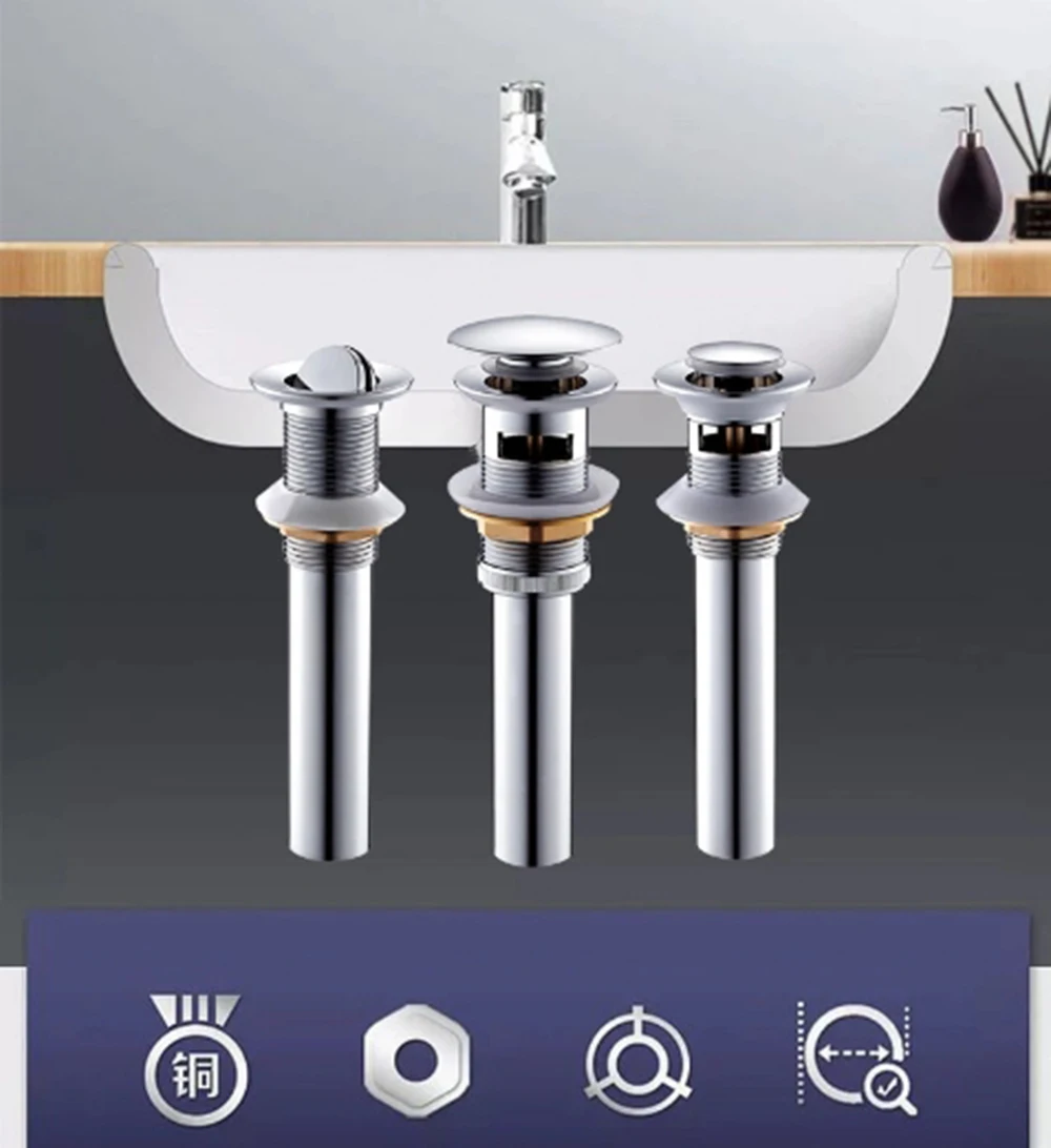 Generic Luxury Bathroom Basin Sink Pop Up Drain & Flip Up Drain Brwith