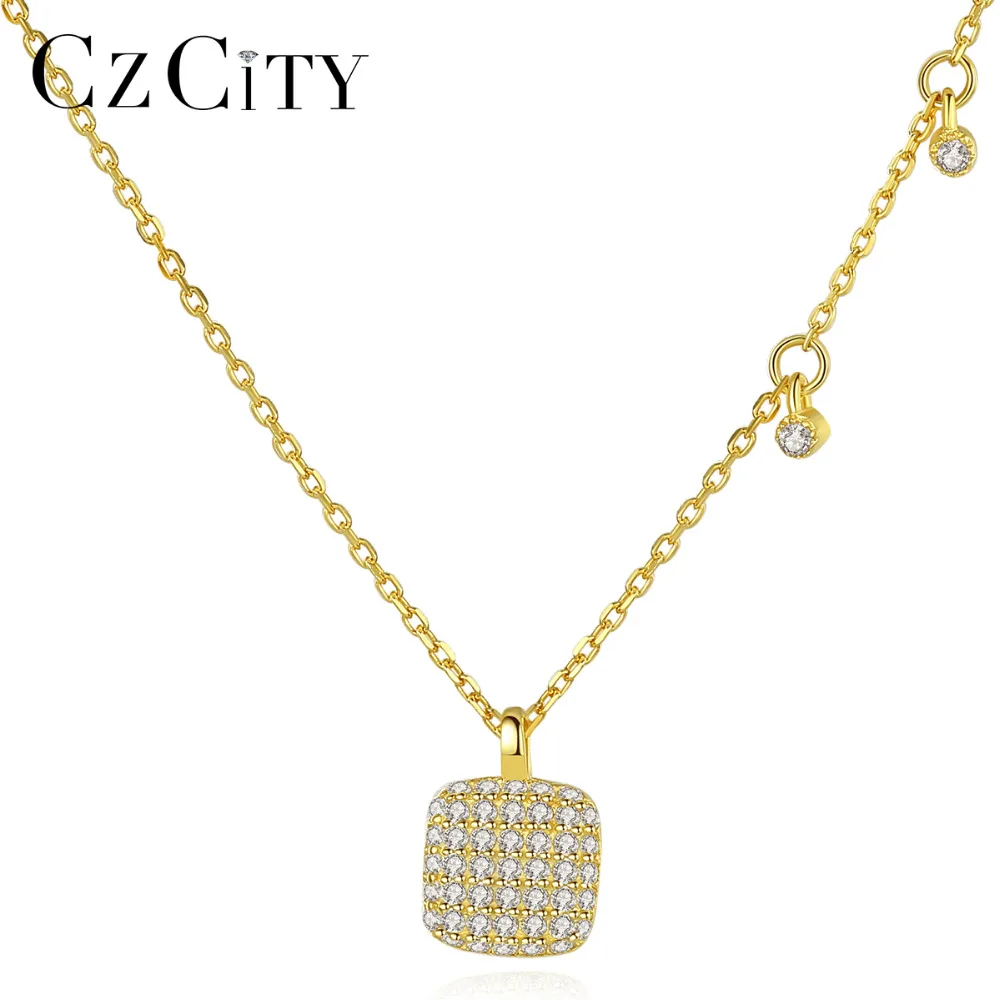 CZCITY 18K Gold Plated Elegant Square Pendant Necklace for Women Petite Sparkling CZ Stone Paved 925 Silver Charm Femme collana
CZCITY 18K Gold Plated Elegant Square Pendant Necklace for Women Petite Sparkling CZ Stone Paved 925 Silver Charm Femme collana