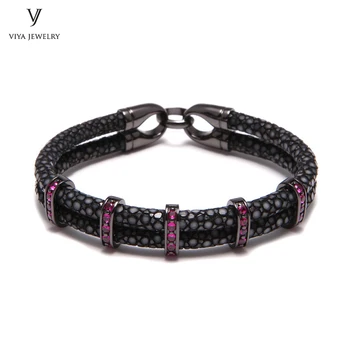 Men Black Leather Bracelet Jewelry Real Stingray Leather Cords Bracelet For Men Black 925 Sterling Silver Men Jewelry With Box
Men Black Leather Bracelet Jewelry Real Stingray Leather Cords Bracelet For Men Black 925 Sterling Silver Men Jewelry With Box