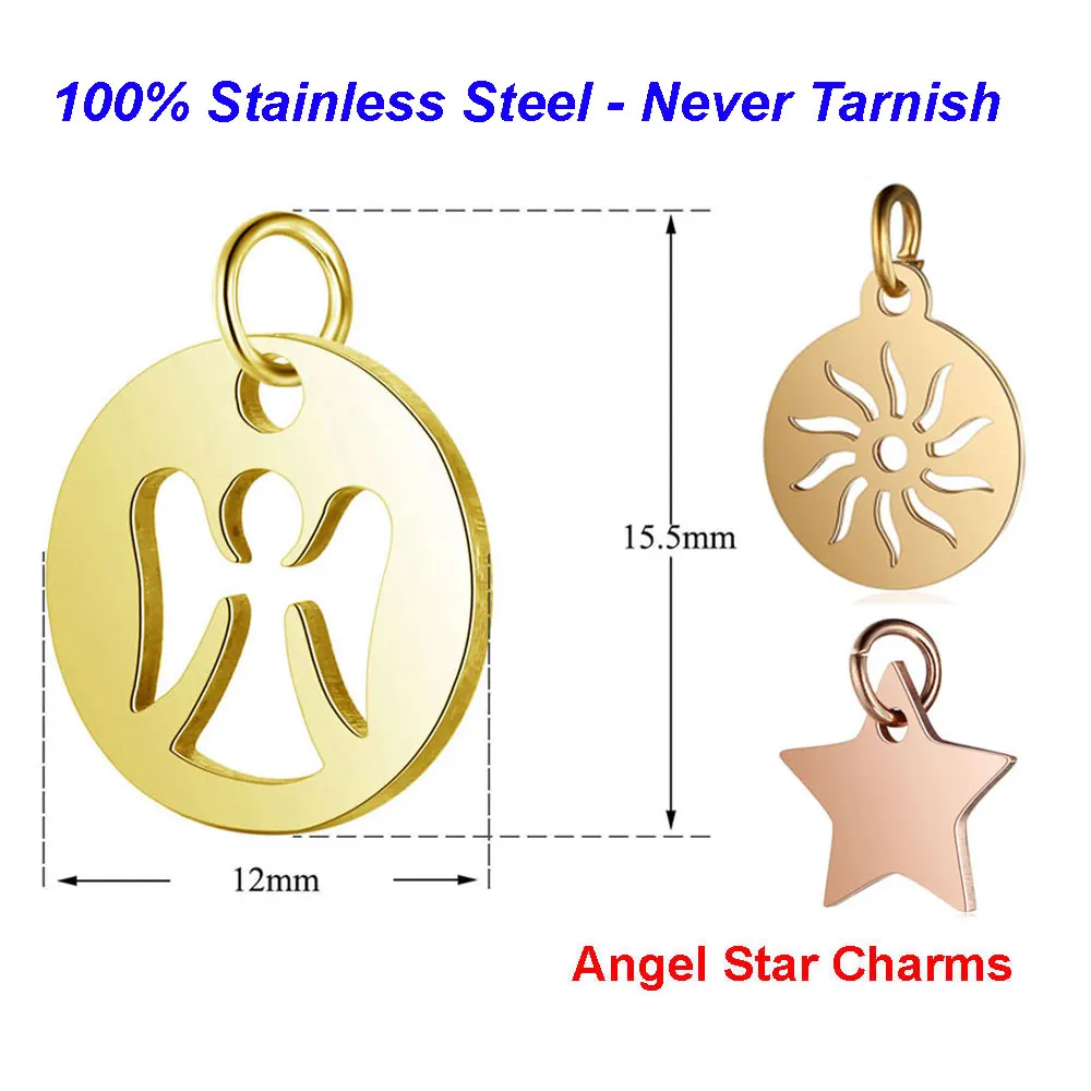 5pcs/lot 316L Stainless Steel Angel Charms 100% Steel Sun Diy Handmade Jewelry Finding supplies Star Necklace Charm Pendant
5pcs/lot 316L Stainless Steel Angel Charms 100% Steel Sun Diy Handmade Jewelry Finding supplies Star Necklace Charm Pendant