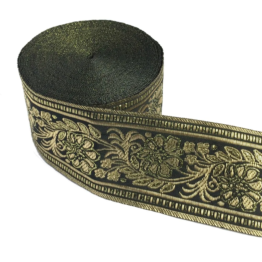 ZERZEEMOOY 2" 5cm 10yard/lot High Quality Woven Jacquard Ribbon Black Background Gold Flowers Pattern Straps And Belt Lace
ZERZEEMOOY 2" 5cm 10yard/lot High Quality Woven Jacquard Ribbon Black Background Gold Flowers Pattern Straps And Belt Lace