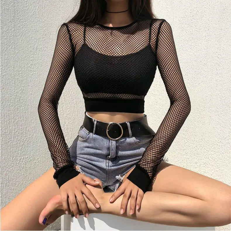 Sexy Black Hollow Out Mesh T-shirt Female Skinny Crop Top 2018 New Fashion Summer Basic Tops For Women Fishnet Shirt
Sexy Black Hollow Out Mesh T-shirt Female Skinny Crop Top 2018 New Fashion Summer Basic Tops For Women Fishnet Shirt