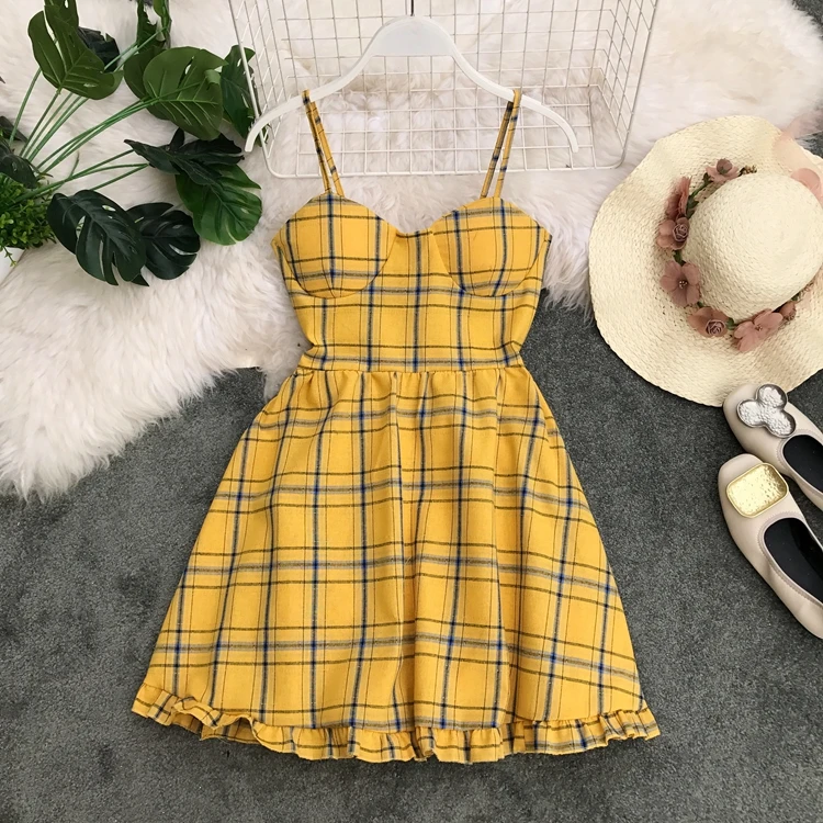 Women Retro Sleeveless Slim Waist Plaid Summer Casual Dress 2019 Sexy Vestidos G952
Women Retro Sleeveless Slim Waist Plaid Summer Casual Dress 2019 Sexy Vestidos G952