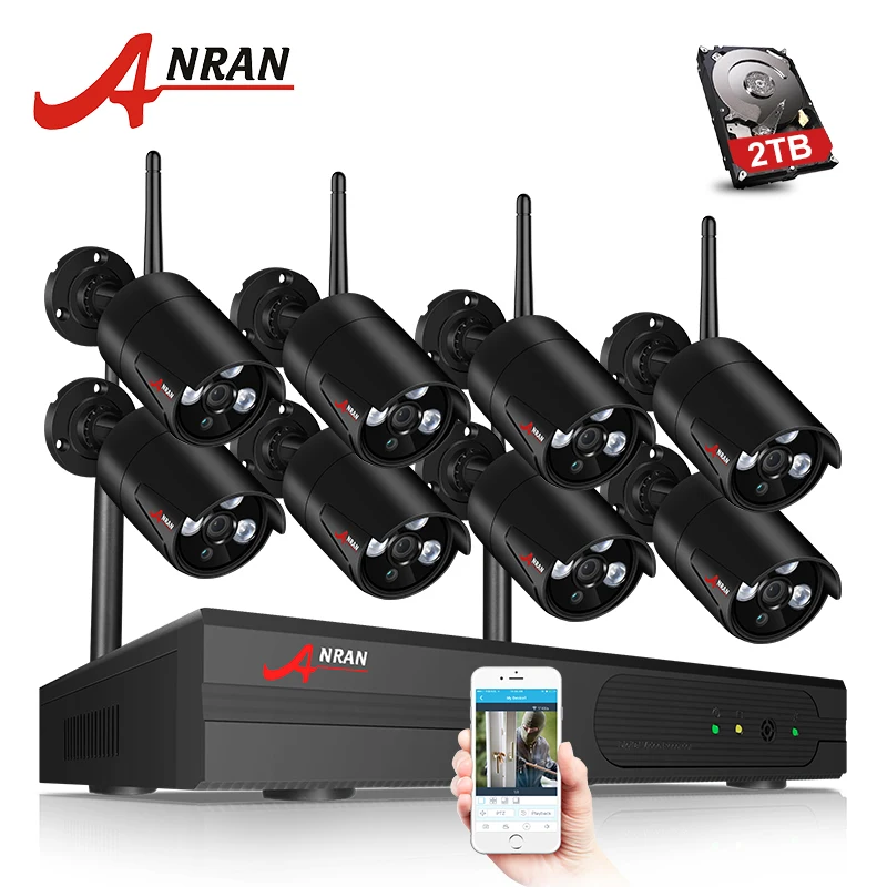 ANRAN 2MP Security Camera System 8 Channel Wireless NVR Kit Outdoor IP66 Waterproof 2 Megapixel P2P Security Surveillance Kit
ANRAN 2MP Security Camera System 8 Channel Wireless NVR Kit Outdoor IP66 Waterproof 2 Megapixel P2P Security Surveillance Kit