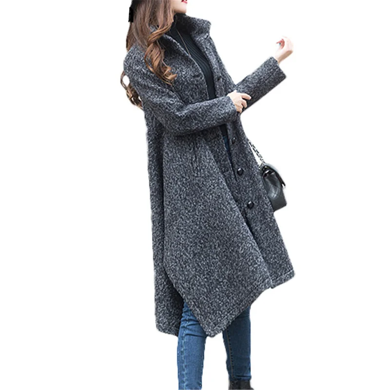 2017 New Fashion Long Wool Coat Women Autumn Winter Large Size Loose Cloak Trench Coat Female Black Irregular Overcoat L409
2017 New Fashion Long Wool Coat Women Autumn Winter Large Size Loose Cloak Trench Coat Female Black Irregular Overcoat L409