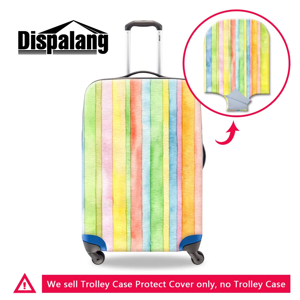 Image Dispalang cute custom design striped thick elastic luggage protective covers with zipper for 18 20 22 24 26 28 30 inch suitcase
