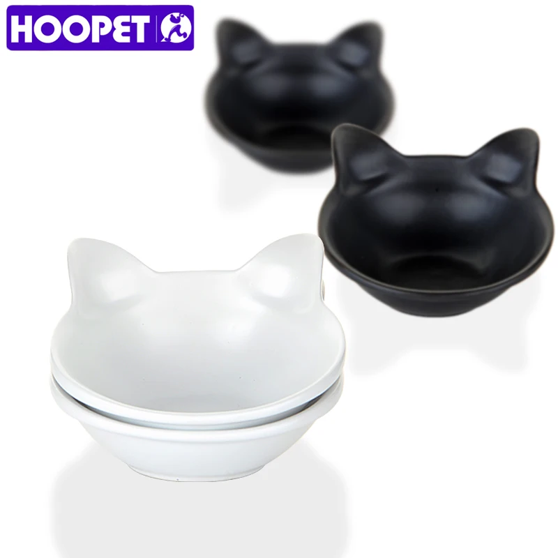 Image HOOPET Cat ears ceramic bowl two bowls in one paking dog bowl teddy bear water bowls birdbath cat bowl rice basin pet products
