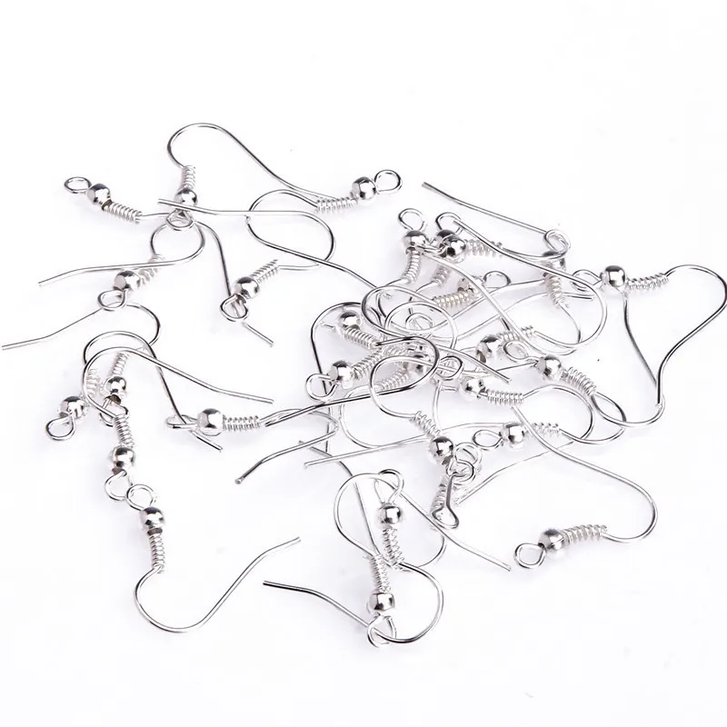 200pcs/lot High Quality Silver Color Imitation Ear Wire Hooks Studs DIY Earrings For Women Jewelry Findings | Украшения и