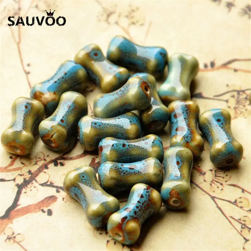 SAUVOO 30pcs/lot Blue Coffee Glaze Point Bone Shape Ceramic Loose Spacer Charms Beads 18*10mm for DIY Jewelry Making Findings
SAUVOO 30pcs/lot Blue Coffee Glaze Point Bone Shape Ceramic Loose Spacer Charms Beads 18*10mm for DIY Jewelry Making Findings