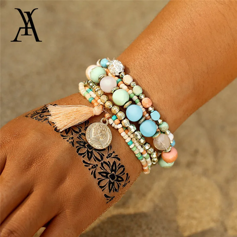 Bohemian Crystal Multicolor Beads Bracelets For Women Fashion Acrylic Tassel Coin Pendant Round Bracelet Party Jewelry Gift New
Bohemian Crystal Multicolor Beads Bracelets For Women Fashion Acrylic Tassel Coin Pendant Round Bracelet Party Jewelry Gift New